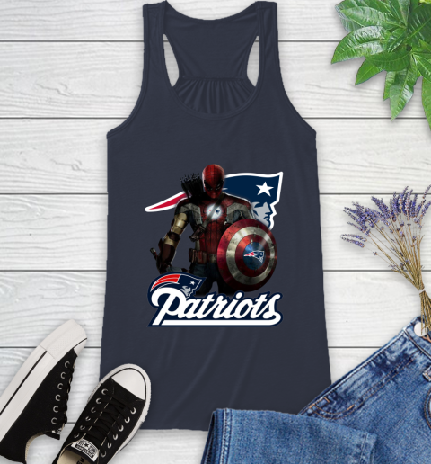 NFL Captain America Thor Spider Man Hawkeye Avengers Endgame Football New England Patriots Racerback Tank 12