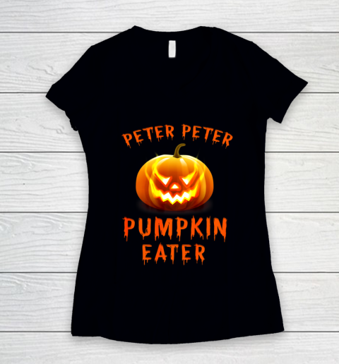 Peter Peter Pumpkin Eater Couples Halloween Costume Women's V-Neck T-Shirt