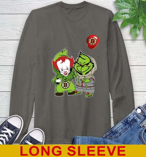 Boston Bruins Baby Pennywise Grinch Christmas NHL Hockey Long Sleeve T-Shirt 8
