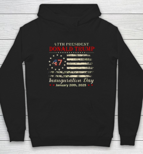 President Donald Trump Inauguration Day 2025 Vintage US Flag Hoodie
