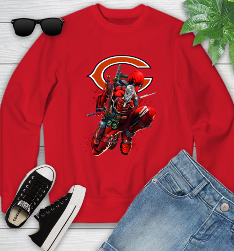 NFL Deadpool Marvel Comics Sports Football Chicago Bears Youth Sweatshirt 9