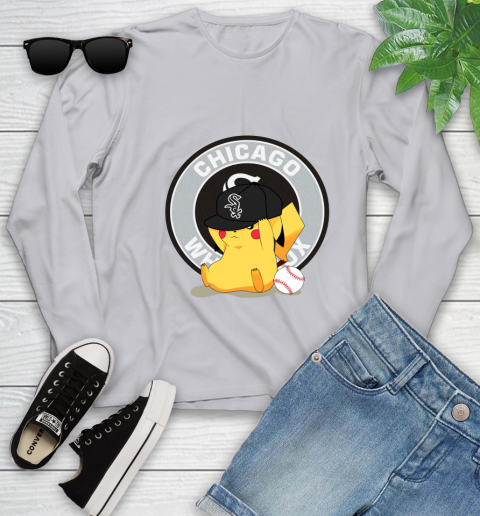 MLB Pikachu Baseball Sports Chicago White Sox Youth Long Sleeve 5
