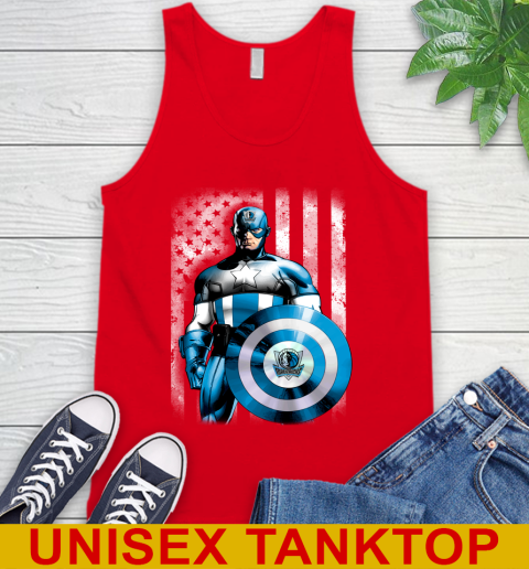 Dallas Mavericks NBA Basketball Captain America Marvel Avengers American Flag Shirt Tank Top 5