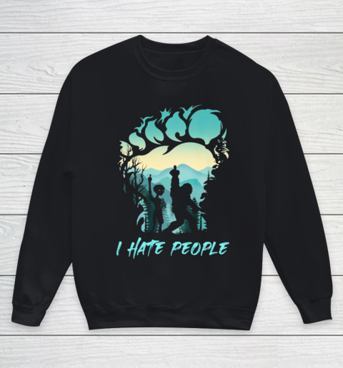 Alien Bigfoot Middle Finger I Hate People Funny Camping Youth Sweatshirt