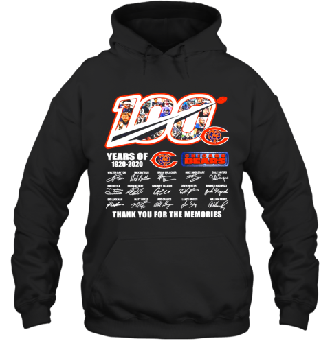 100 Chicago Bears Years Of 1920 2020 Thank You For The Memories Signatures Hoodie
