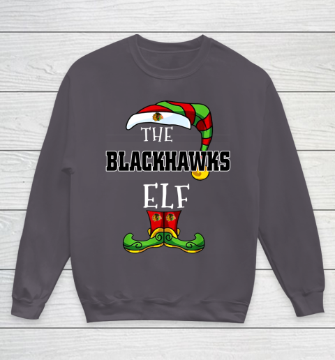 Chicago Blackhawks Christmas ELF Funny NHL Youth Sweatshirt 5
