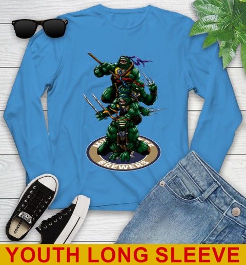 MLB Baseball Milwaukee Brewers Teenage Mutant Ninja Turtles Shirt Youth Long Sleeve 8