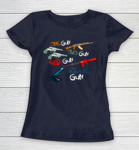 One Gun Two Gun Red Gun Blue Gun Funny Women's T-Shirt 2