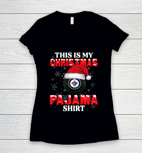 Winnipeg Jets This Is My Christmas Pajama Shirt NHL Women's V-Neck T-Shirt