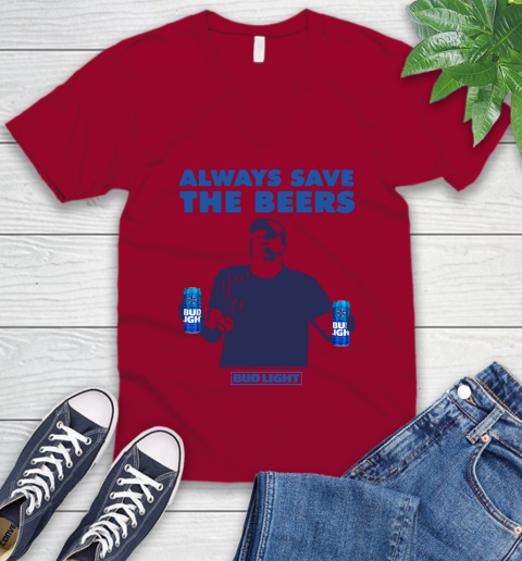 Always Save The Bees Beers Bud Light Jeff Adams Beers Over Baseball V-Neck T-Shirt 5