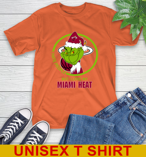 Miami Heat NBA Christmas Grinch I Hate People But I Love My Favorite Basketball Team T-Shirt 5