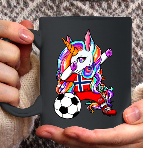 Dabbing Unicorn Norway Soccer Fans Jersey Norwegian Football Ceramic Mug 11oz