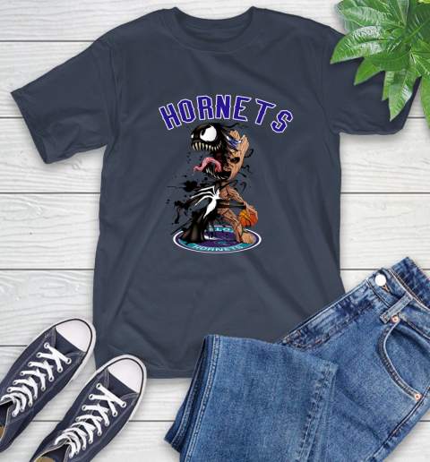 NBA Charlotte Hornets Basketball Venom Groot Guardians Of The Galaxy T-Shirt 4