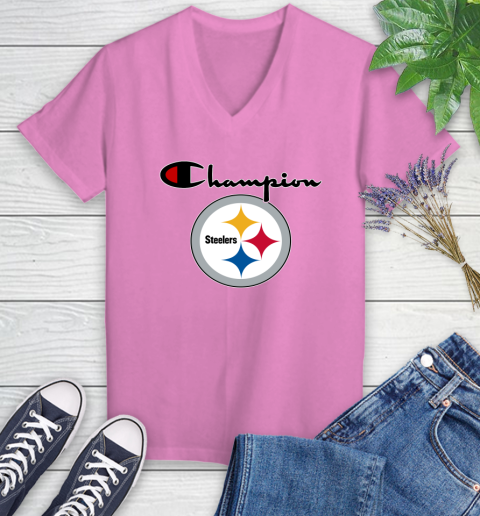 NFL Football Pittsburgh Steelers Champion Shirt Women's V-Neck T-Shirt 10