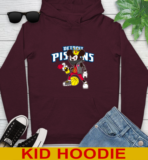 Detroit Pistons NBA Basketball Mickey Peace Sign Sports Youth Hoodie 7
