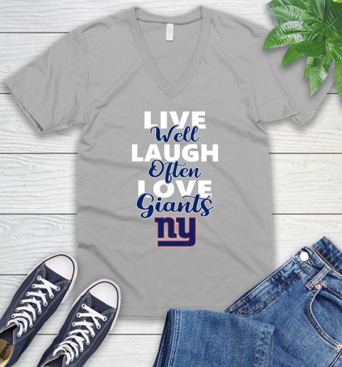 NFL Football New York Giants Live Well Laugh Often Love Shirt V-Neck T-Shirt 3
