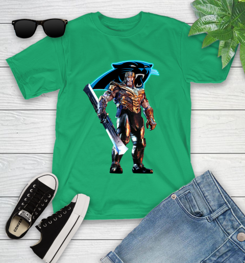NFL Thanos Gauntlet Avengers Endgame Football Carolina Panthers Youth T-Shirt 6