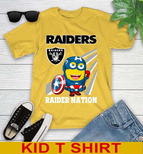 NFL Football Oakland Raiders Captain America Marvel Avengers Minion Shirt Youth T-Shirt 9