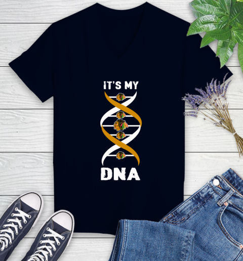 Chicago Blackhawks NHL Hockey It's My DNA Sports Women's V-Neck T-Shirt 2