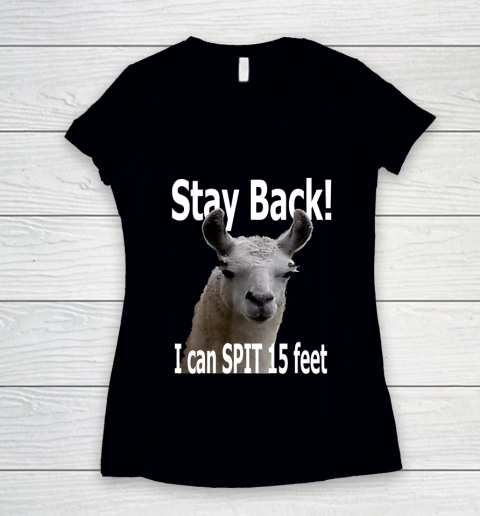 Stay Back 15 Feet.... Funny Cute Llama Women's V-Neck T-Shirt
