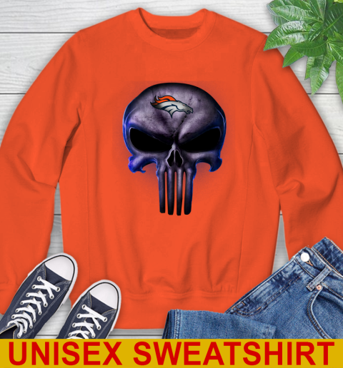 Denver Broncos NFL Football Punisher Skull Sports Sweatshirt 3
