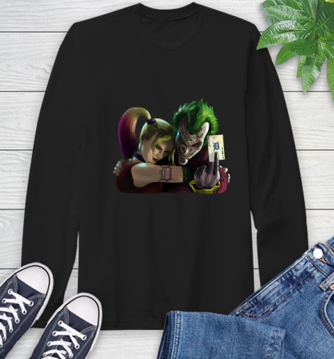 Detroit Tigers MLB Baseball Joker Harley Quinn Suicide Squad Long Sleeve T-Shirt - Image 3