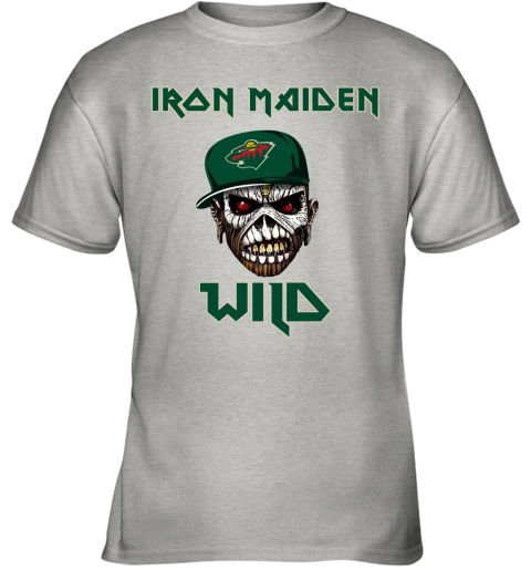 NHL Minnesota Wild Iron Maiden Rock Band Music Hockey Sports QA8wjtnF8wt youth t shirt 26 95 151514 front ash