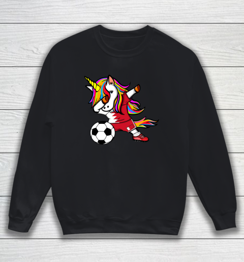 Dabbing Unicorn Bahrain Football Bahraini Flag Soccer Sweatshirt