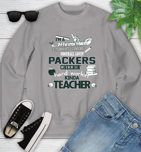 Green Bay Packers NFL I'm A Difference Making Student Caring Football Loving Kinda Teacher Youth Sweatshirt 3