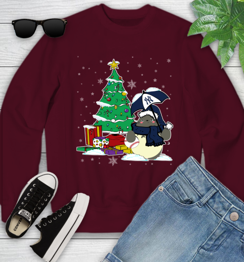 New York Yankees MLB Baseball Cute Tonari No Totoro Christmas Sports Youth Sweatshirt 4