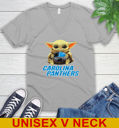 NFL Football Carolina Panthers Baby Yoda Star Wars Shirt V-Neck T-Shirt 4