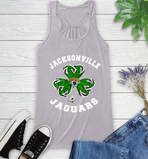 NFL Jacksonville Jaguars Three Leaf Clover St Patrick's Day Football Sports Racerback Tank 4