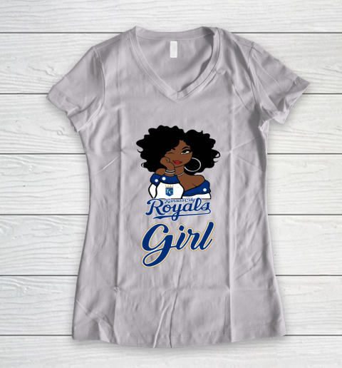 Kansas City Royalss Girl MLB Women's V-Neck T-Shirt 2