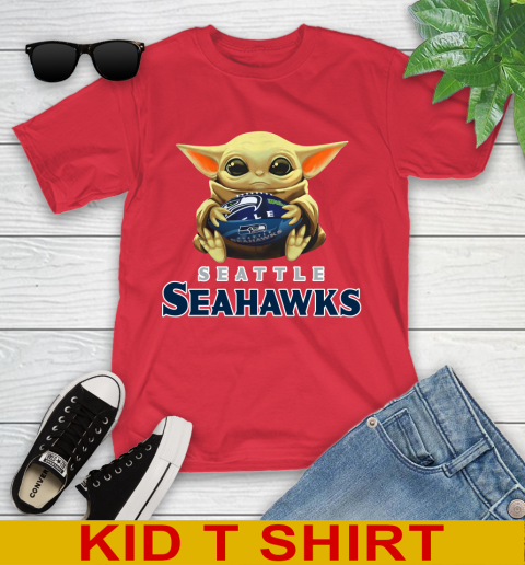 NFL Football Seattle Seahawks Baby Yoda Star Wars Shirt Youth T-Shirt 10