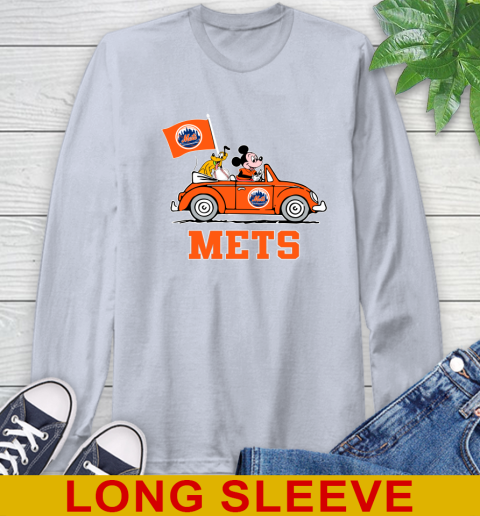 MLB Baseball New York Mets Pluto Mickey Driving Disney Shirt Long Sleeve T-Shirt 6