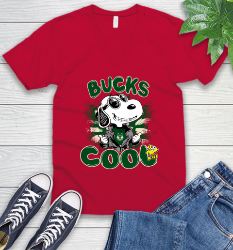 NBA Basketball Milwaukee Bucks Cool Snoopy Shirt V-Neck T-Shirt 7 NBA Basketball Milwaukee Bucks Cool Snoopy Shirt V-Neck T-Shirt - Image 7
