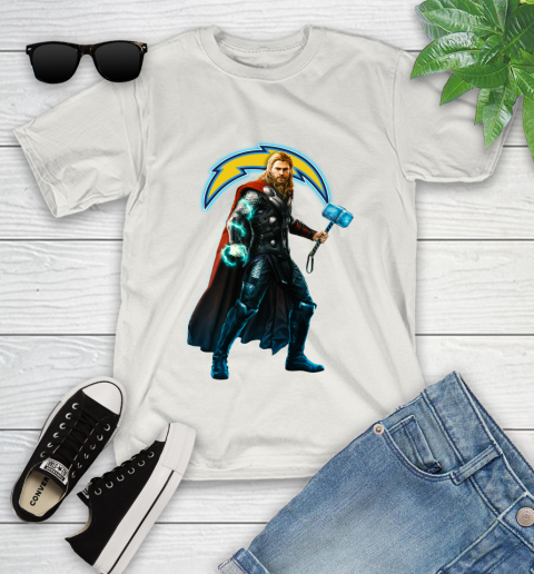 NFL Thor Avengers Endgame Football Los Angeles Chargers Youth T-Shirt 12
