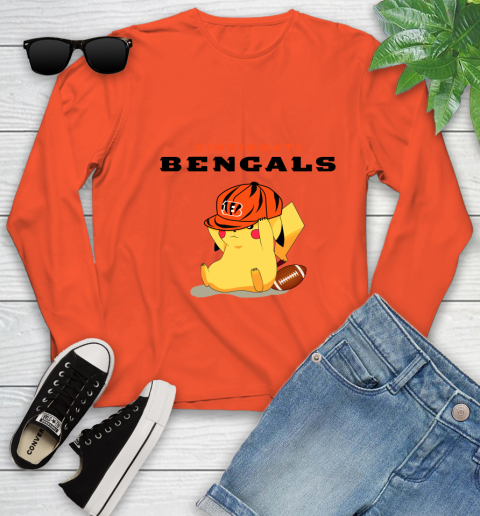 NFL Pikachu Football Sports Cincinnati Bengals Youth Long Sleeve 4