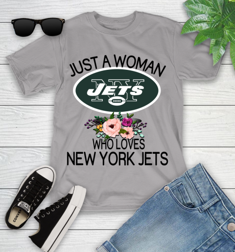 NFL Just A Woman Who Loves New York Jets Football Sports Youth T-Shirt 2