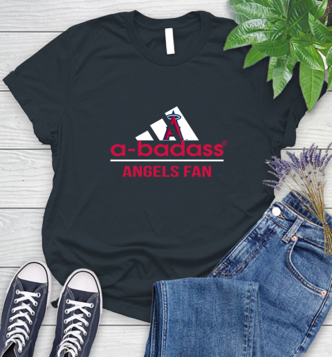 MLB A Badass Los Angeles Angels Fan Adidas Baseball Sports Women's T-Shirt 8