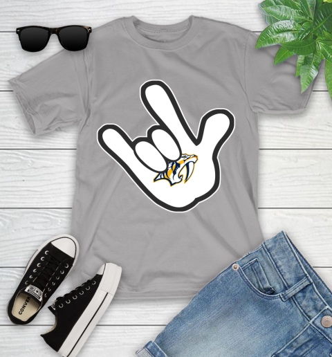 Nashville Predators NHL Hockey Mickey Rock Hand Disney Youth T-Shirt 4