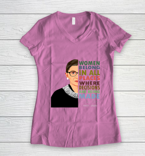 RBG Women Belong In All Places Ruth Bader Ginsburg Women's V-Neck T-Shirt 8