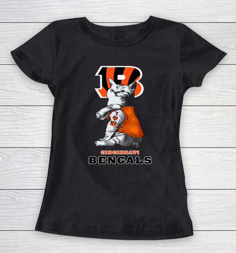 NFL Football My Cat Loves Cincinnati Bengals Women's T-Shirt