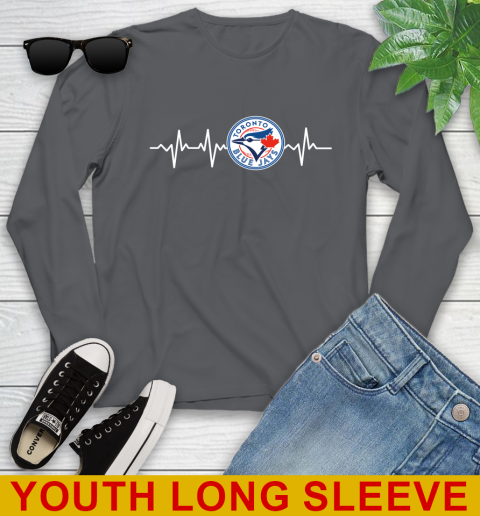 Toronto Blue Jays MLB Baseball Heart Beat Shirt Youth Long Sleeve 9