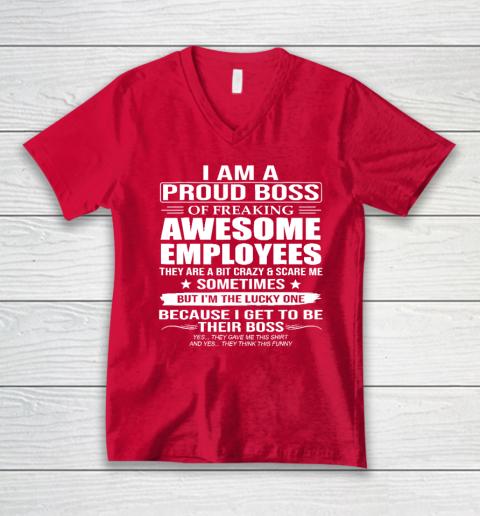 I Am A Proud Boss Of Freaking Awesome Employees V-Neck T-Shirt 5