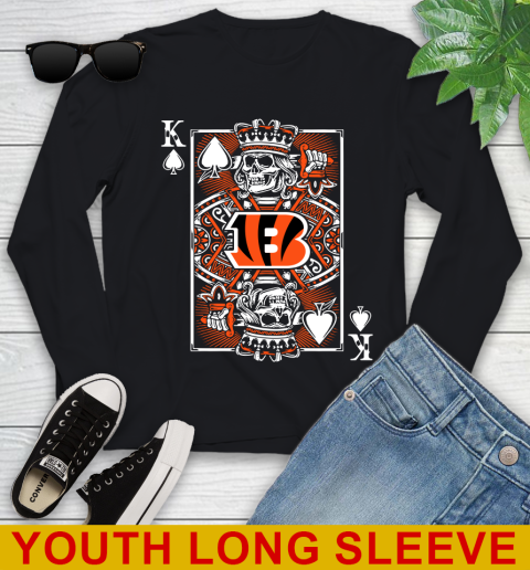 Cincinnati Bengals NFL Football The King Of Spades Death Cards Shirt Youth Long Sleeve