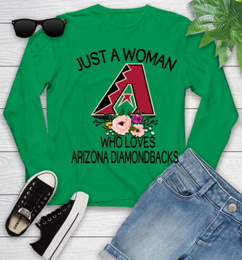 MLB Just A Woman Who Loves Arizona Diamondbacks Baseball Sports Youth Long Sleeve 4
