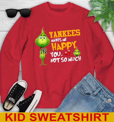 MLB New York Yankees Makes Me Happy You Not So Much Grinch Baseball Sports Youth Sweatshirt 8 MLB New York Yankees Makes Me Happy You Not So Much Grinch Baseball Sports Youth Sweatshirt - Image 8
