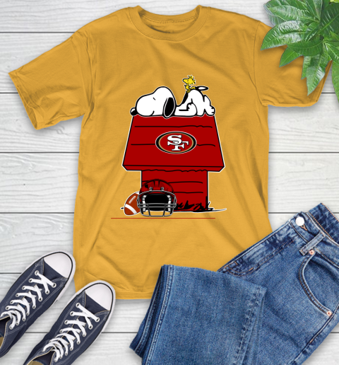 San Francisco 49ers NFL Football Snoopy Woodstock The Peanuts Movie T-Shirt 3
