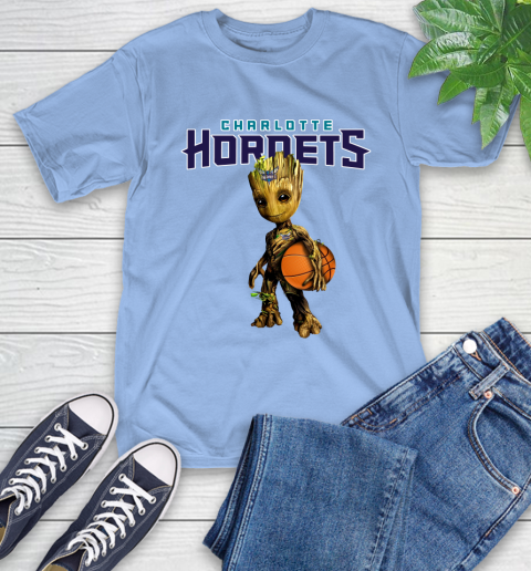 Charlotte Hornets NBA Basketball Groot Marvel Guardians Of The Galaxy T-Shirt 11